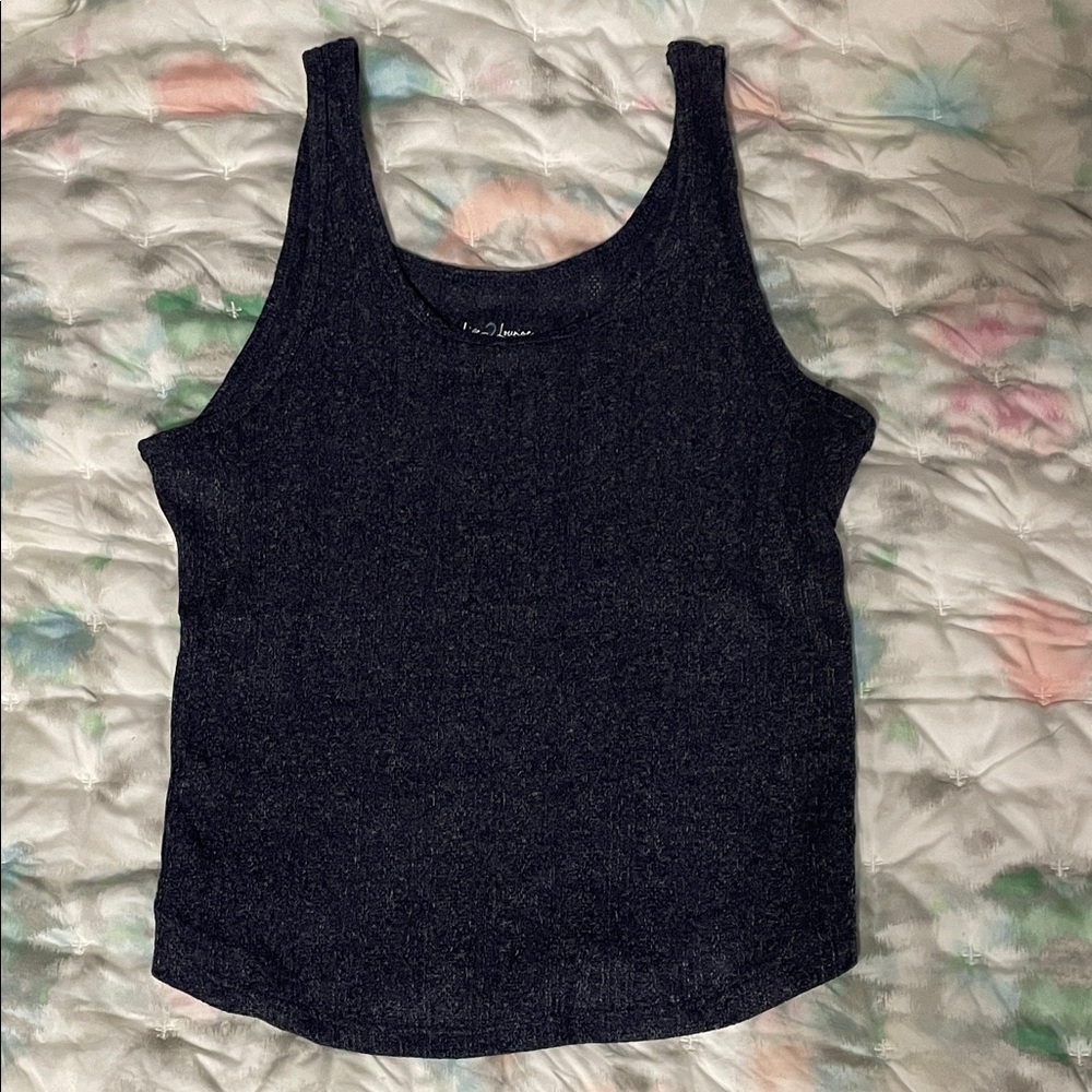 Knitted Navy Tank Top - Women's Sleeveless Scoop Neck